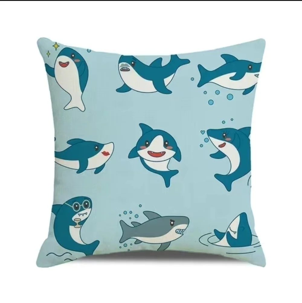 New kids decor accent pillow case sharks